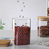 Spot wholesale high borosilicate glass storage jars household kitchen nuts groceries tea square storage sealed jar
