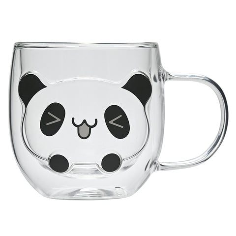 Animal party high temperature resistant glass cups ladies home drinking cups high value cute panda milk glass