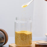 Glass storage jars wholesale household kitchen storage grains and cereals acacia wood jars candy coffee beans sealing jar