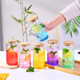 High borosilicate glass set of six home cold drink cola translucent gradient straw glass cups