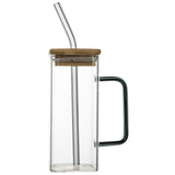 High borosilicate glass straw cup with lid colorful handle summer cold drink juice coke glass graduation gift drinking glass