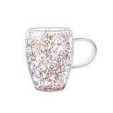 Double Glass Quicksilver Cup Borosilicate Glass Double Layer Sequin Cup Breakfast Milk Coffee Cup Household Drinking Cups
