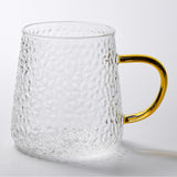High borosilicate high temperature glass cup household mark milk coffee tea cup with handle high value hammer grain glass water cup