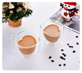 High borosilicate double layer love glass water cup glass cup coffee cup set with spoon home afternoon tea