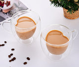 High borosilicate double layer love glass water cup glass cup coffee cup set with spoon home afternoon tea