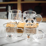 Animal party high temperature resistant glass cups ladies home drinking cups high value cute panda milk glass