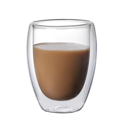 High borosilicate double-layer glass cup heat insulation household transparent cup milk coffee cup two-piece set
