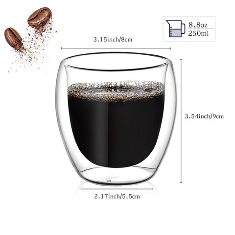 Double insulated glass cup household creative breakfast milk juice drink cup borosilicate glass coffee cups