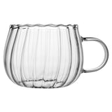 Borosilicate vertical petal glass cup with handle home milk oatmeal tea cup office tea coffee drinking cups