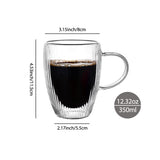 High borosilicate glass household heat insulation breakfast milk coffee cup vertical pattern high temperature resistant double glass cups