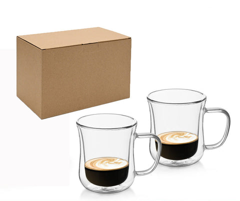 High borosilicate glass set of household simple double-layer glass heat-insulating water cup milk coffee cups