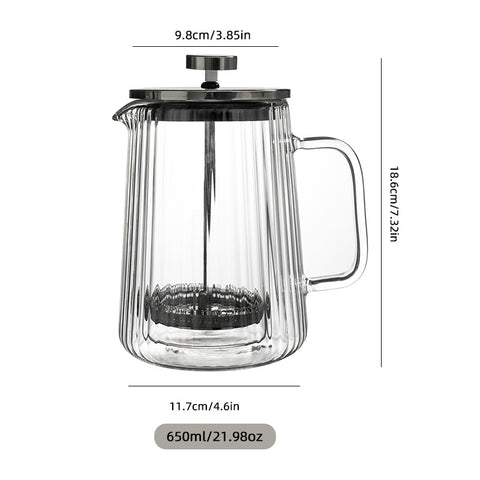 Glass French press pot double borosilicate glass vertical filter press pot household tea brewer milk froth hand brewing coffee maker