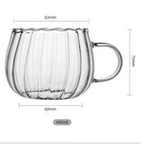 Borosilicate vertical petal glass cup with handle home milk oatmeal tea cup office tea coffee drinking cups