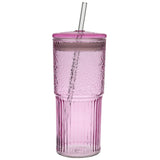 High borosilicate straw cup with lid large capacity summer ice cola coffee cold drink cup drinking glass
