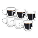 Borosilicate Double Layer Glasses Set of 6 Coffee Mugs Thermal Insulation With Spoon Office Heat Resistant Tea Mugs