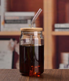 High borosilicate glass milk tea coffee cola cup net red high temperature resistant glass water cup with lid straws