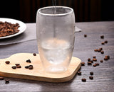 Borosilicate Double Layer Glass Coffee Mug Heat Insulation Heat Resistant American Simple Transparent Glass Mug With Handle Office Tea Cups