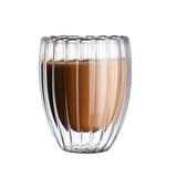 Household striped double-layer cup high borosilicate high temperature double-layer glass water cup simple tea cups high value coffee cups
