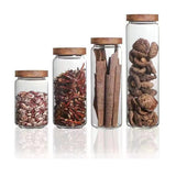 Glass storage jars wholesale household kitchen storage grains and cereals acacia wood jars candy coffee beans sealing jar