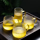 High borosilicate high temperature glass cup household mark milk coffee tea cup with handle high value hammer grain glass water cup
