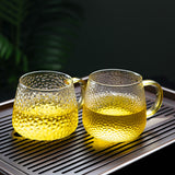 High borosilicate high temperature glass cup household mark milk coffee tea cup with handle high value hammer grain glass water cup