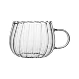 Borosilicate vertical petal glass cup with handle home milk oatmeal tea cup office tea coffee drinking cups