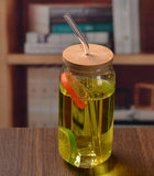 High borosilicate glass milk tea coffee cola cup net red high temperature resistant glass water cup with lid straws