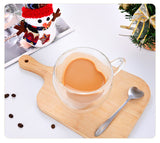 High borosilicate double layer love glass water cup glass cup coffee cup set with spoon home afternoon tea