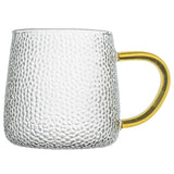 High borosilicate high temperature glass cup household mark milk coffee tea cup with handle high value hammer grain glass water cup