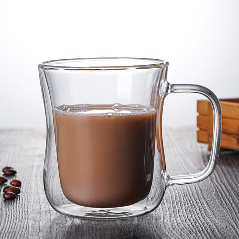 Cross-border supply high borosilicate double-layer glass cup high temperature resistant creative transparent with handle tea milk coffee water cups