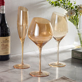 「Perfect for Celebrations」Angled-Bowl Crystal Wine Glasses with Gradient Coating - Professional Champagne Set for Hosting Events