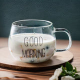 Borosilicate vertical petal glass cup with handle home milk oatmeal tea cup office tea coffee drinking cups