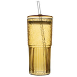 High borosilicate straw cup with lid large capacity summer ice cola coffee cold drink cup drinking glass