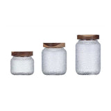 Creative hammered acacia wood storage jar transparent household kitchen storage miscellaneous food coffee beans tea glass sealing jar