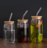 High borosilicate glass milk tea coffee cola cup net red high temperature resistant glass water cup with lid straws
