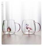 High borosilicate creative three-dimensional glass cup high temperature resistant household milk cup coffee cup with handle high value office water cups