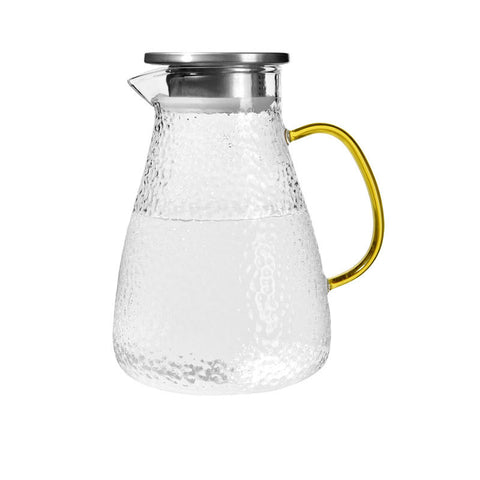 冷水壶玻璃耐高温家用大容量凉水杯加厚泡茶壶高颜值锤目纹凉水壶
