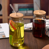 High borosilicate glass milk tea coffee cola cup net red high temperature resistant glass water cup with lid straws