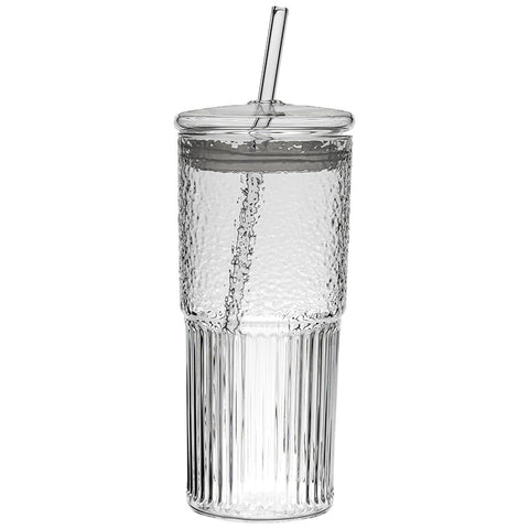 High borosilicate straw cup with lid large capacity summer ice cola coffee cold drink cup drinking glass