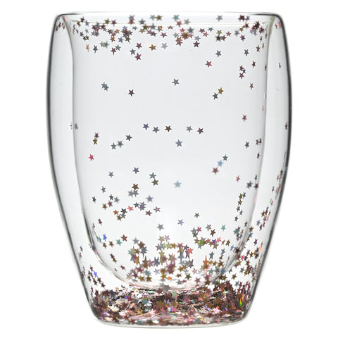 Double Glass Quicksilver Cup Borosilicate Glass Double Layer Sequin Cup Breakfast Milk Coffee Cup Household Drinking Cups