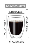 Borosilicate Double Layer Glass Coffee Mug Heat Insulation Heat Resistant American Simple Transparent Glass Mug With Handle Office Tea Cups