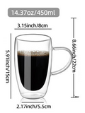 Borosilicate Double Layer Glass Coffee Mug Heat Insulation Heat Resistant American Simple Transparent Glass Mug With Handle Office Tea Cups
