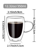 Borosilicate Double Layer Glass Coffee Mug Heat Insulation Heat Resistant American Simple Transparent Glass Mug With Handle Office Tea Cups