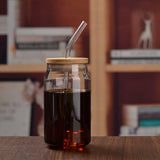 High borosilicate glass milk tea coffee cola cup net red high temperature resistant glass water cup with lid straws