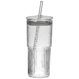 High borosilicate straw cup with lid large capacity summer ice cola coffee cold drink cup drinking glass