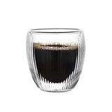 High borosilicate glass household heat insulation breakfast milk coffee cup vertical pattern high temperature resistant double glass cups