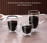 Borosilicate Double Layer Glass Coffee Mug Heat Insulation Heat Resistant American Simple Transparent Glass Mug With Handle Office Tea Cups