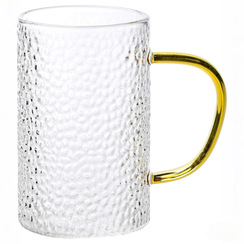 High borosilicate high temperature glass cup household mark milk coffee tea cup with handle high value hammer grain glass water cup