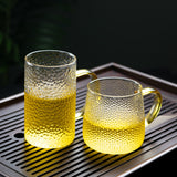 High borosilicate high temperature glass cup household mark milk coffee tea cup with handle high value hammer grain glass water cup