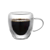 High borosilicate glass household heat insulation breakfast milk coffee cup vertical pattern high temperature resistant double glass cups